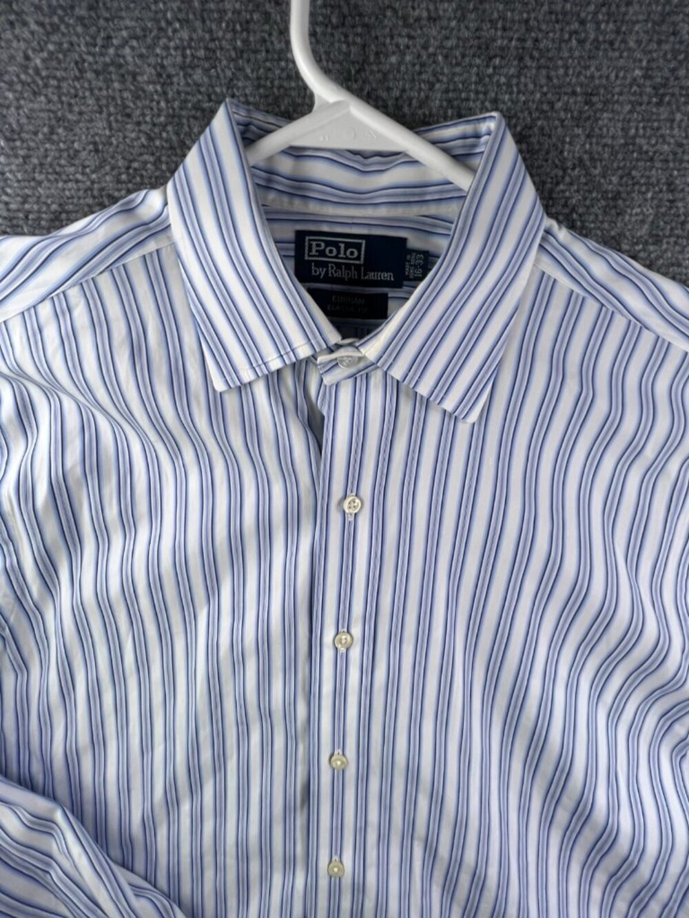 Polo Ralph Lauren Button Up Shirt Striped Blue White Curham Classic 16 33 Cotton